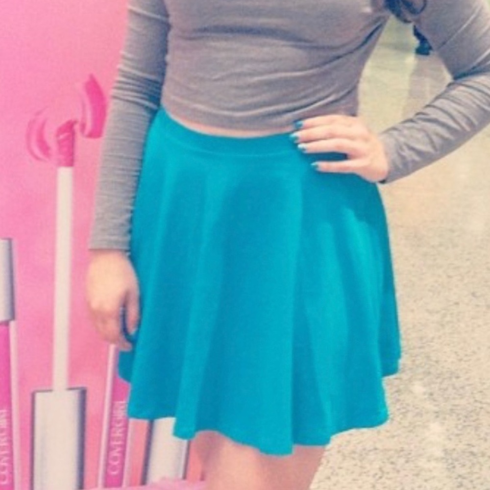 Forever 21 Skater Skirt Turquoise